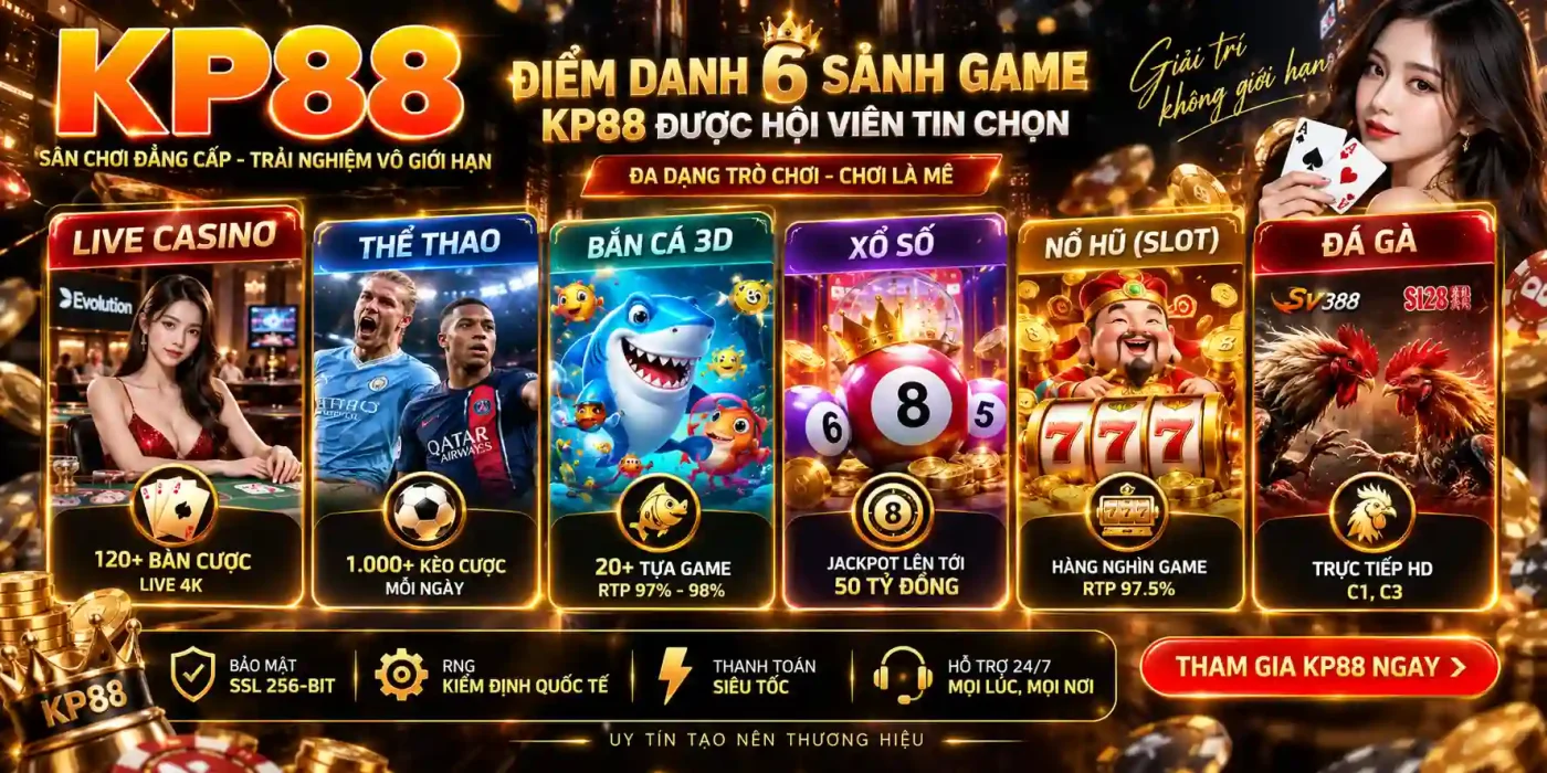 Điểm danh #6 sảnh game KP88 được hội viên tin chọn